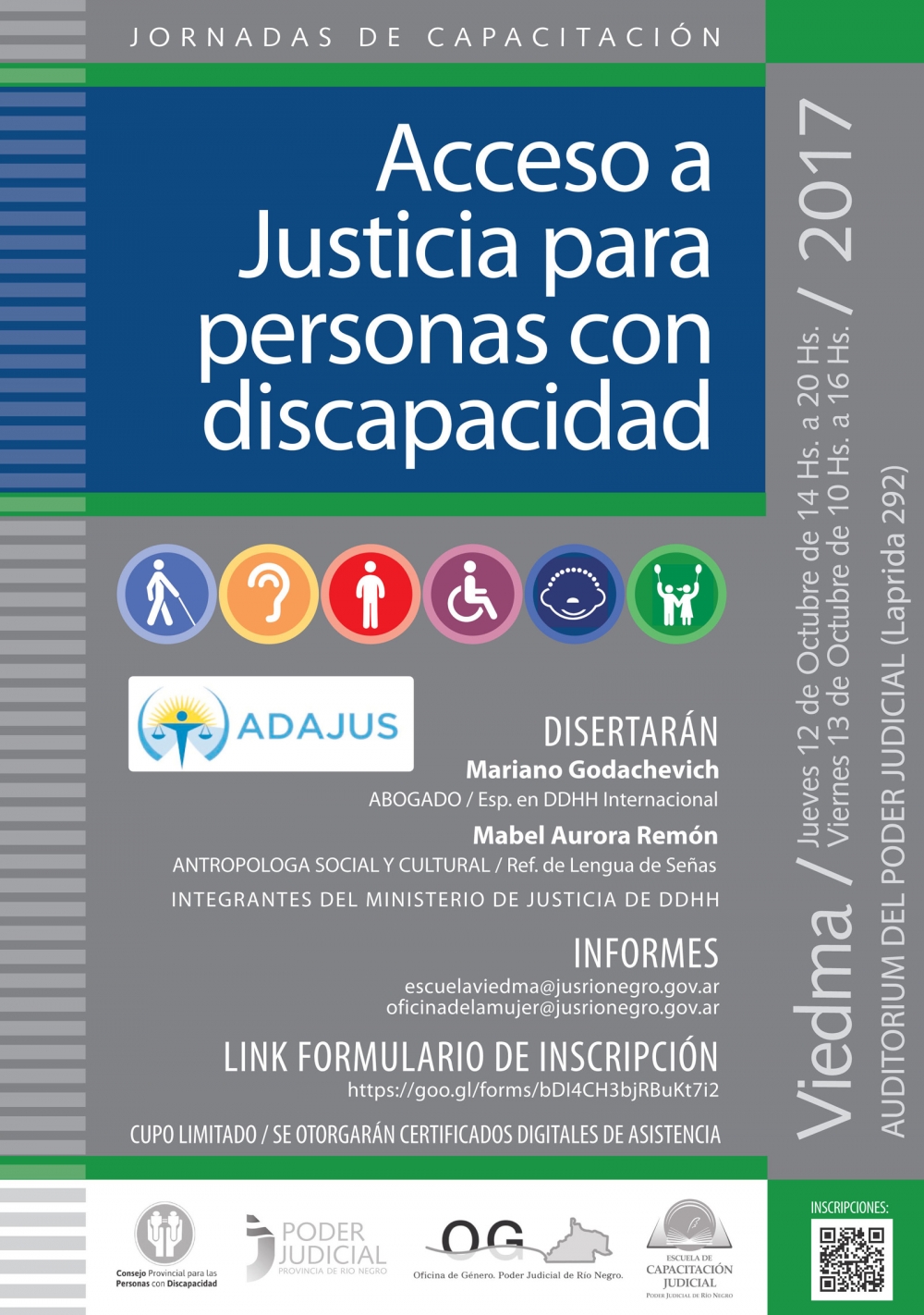 Viedma: se desarrollará taller sobre “Acceso a Justicia para Personas con Discapacidad”