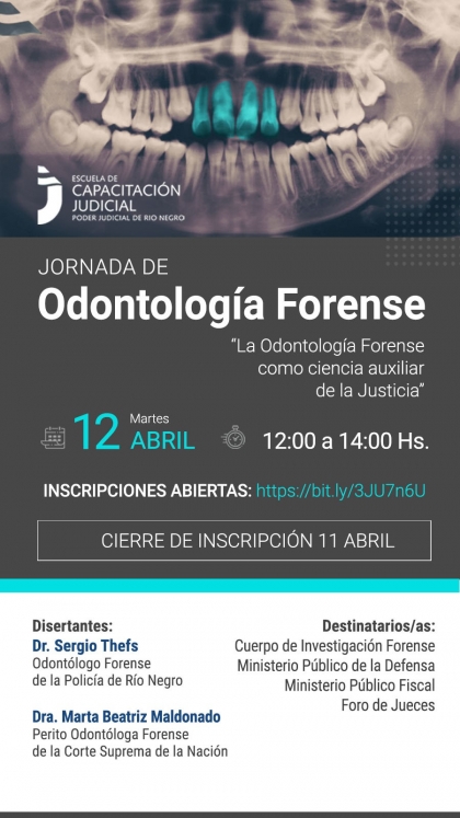 Jornada virtual sobre odontología aplicada a la investigación judicial