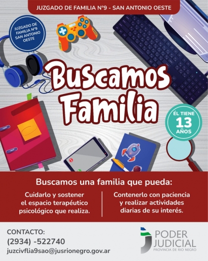 Convocatoria a familias de todo el país para adoptar un adolescente de 13 años