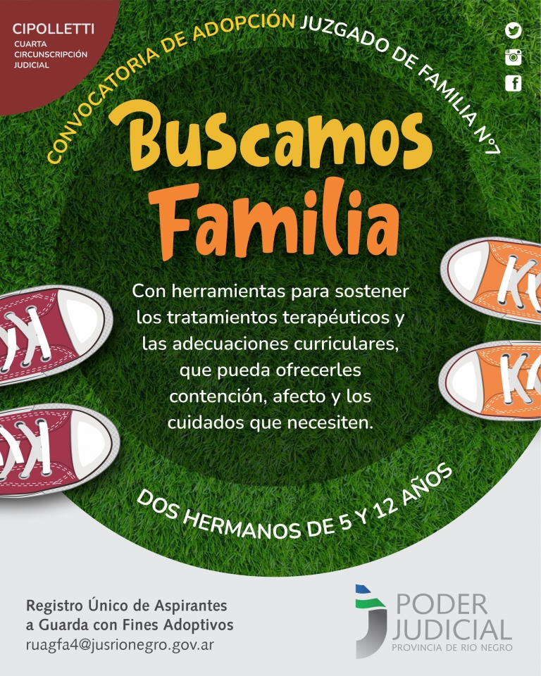 Cipolletti: se convoca a familias para adoptar dos hermanos de 12 y 5 años