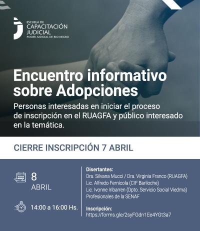 Adopciones: encuentro informativo el 8 de abril