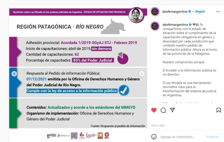 Monitoreo federal de la Ley Micaela en los Poderes Judiciales: Córdoba y Río Negro lideran las capacitaciones